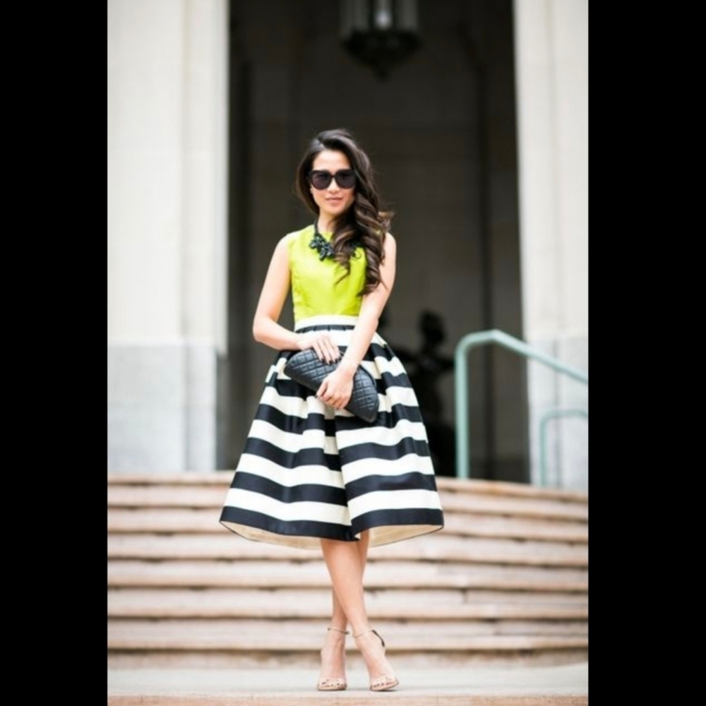 🆕️ LISTING!! F21 PLUS CONTEMPORARY NAVY AND WHITE STRIPED A-LINE SKIRT